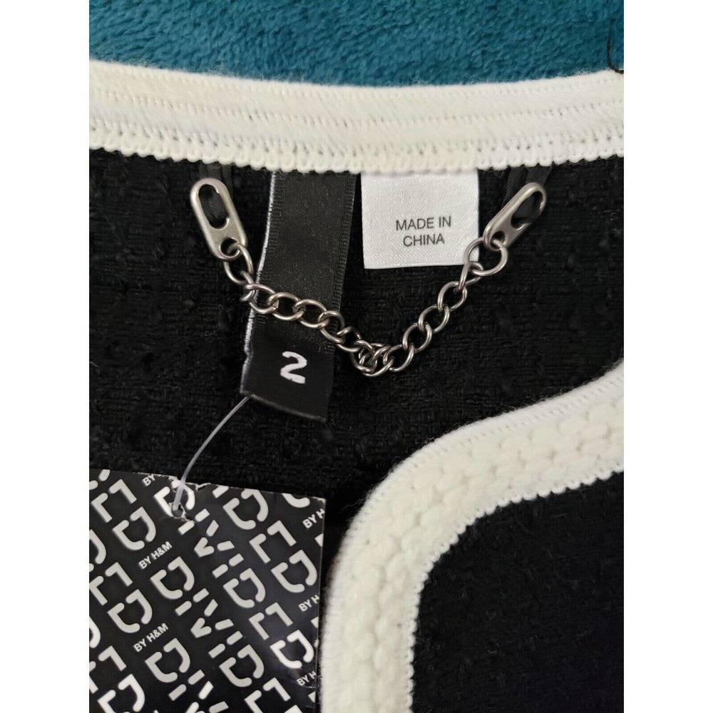 H&M Womens Black Long Sleeve Cardigan Sweater Size 2 Ladies Zipped Pockets NWT - Picture 3 of 8